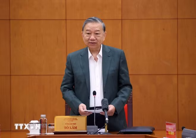 Tổng Bí thư Tô Lâm phát biểu kết luận buổi làm việc.