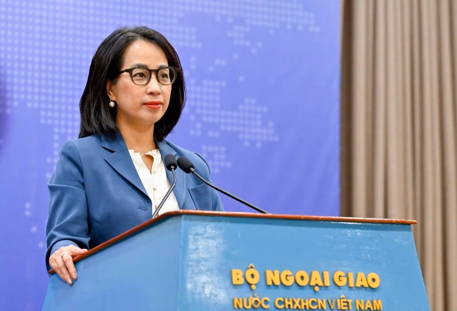 Người phát ngôn Bộ Ngoại giao Phạm Thu Hằng tại họp báo thường kỳ Bộ Ngoại giao chiều 19/3.