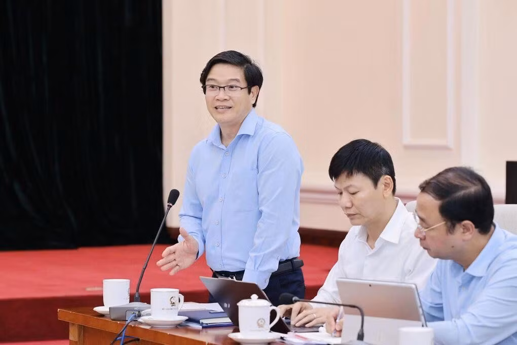 Ông Thái Văn Tài, Vụ trưởng Vụ Giáo dục Phổ thông, phát biểu tại hội nghị ngày 5/8. Ảnh: MOET