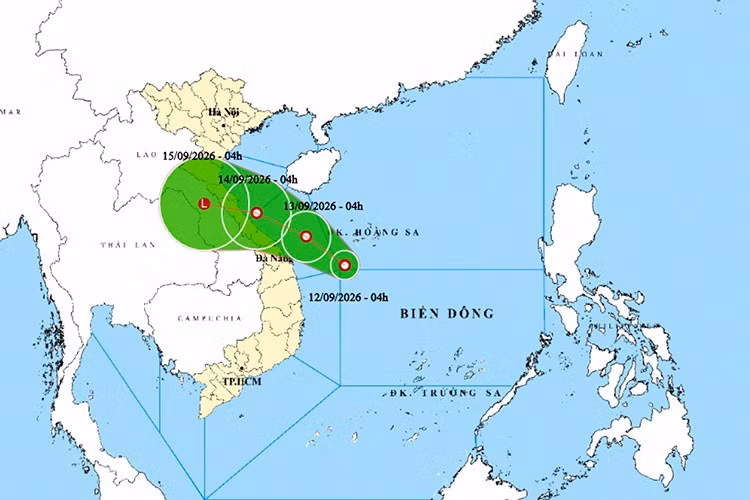 Vị trí và đường đi của áp thấp nhiệt đới. Ảnh: thoitietvietnam.gov.vn