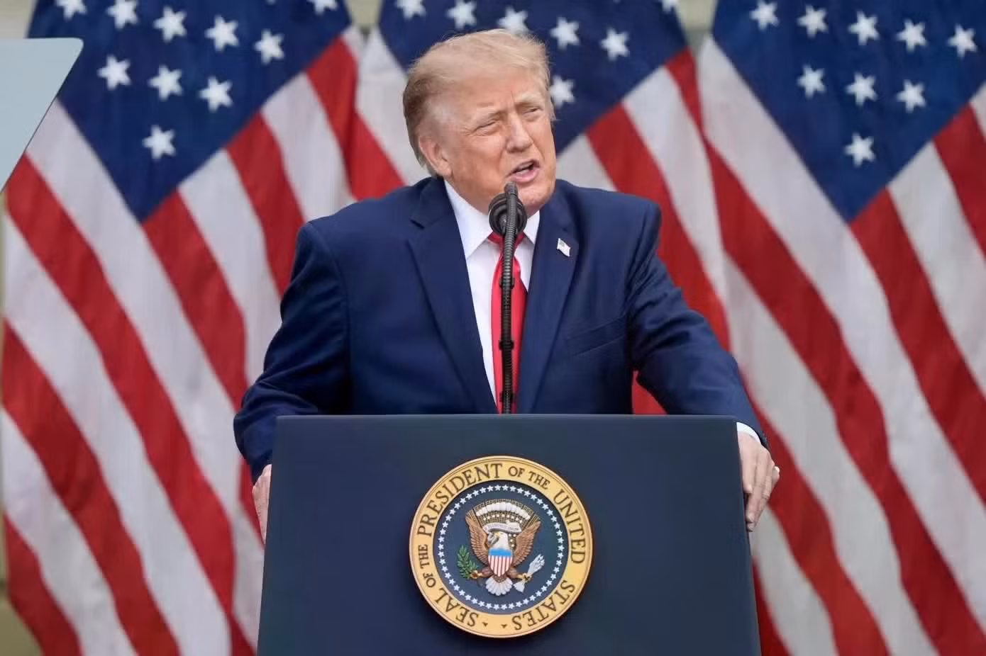 Tổng thống Trump phát biểu tại sự kiện ngày 11/9. (Ảnh: AP)