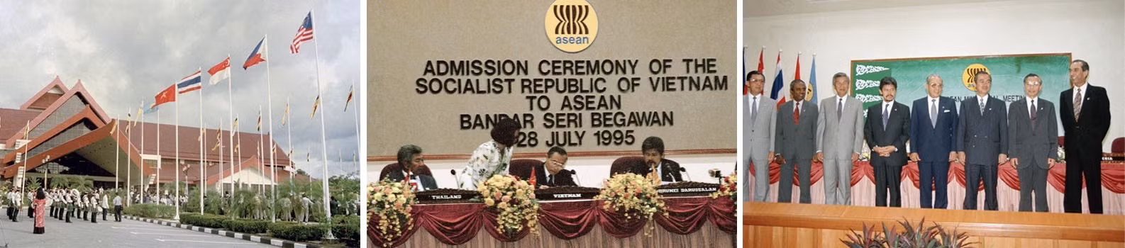 Việt Nam là thành viên chính thức thứ bảy của Hiệp hội các Quốc gia Đông Nam Á (ASEAN), chiều 28/7/1995.