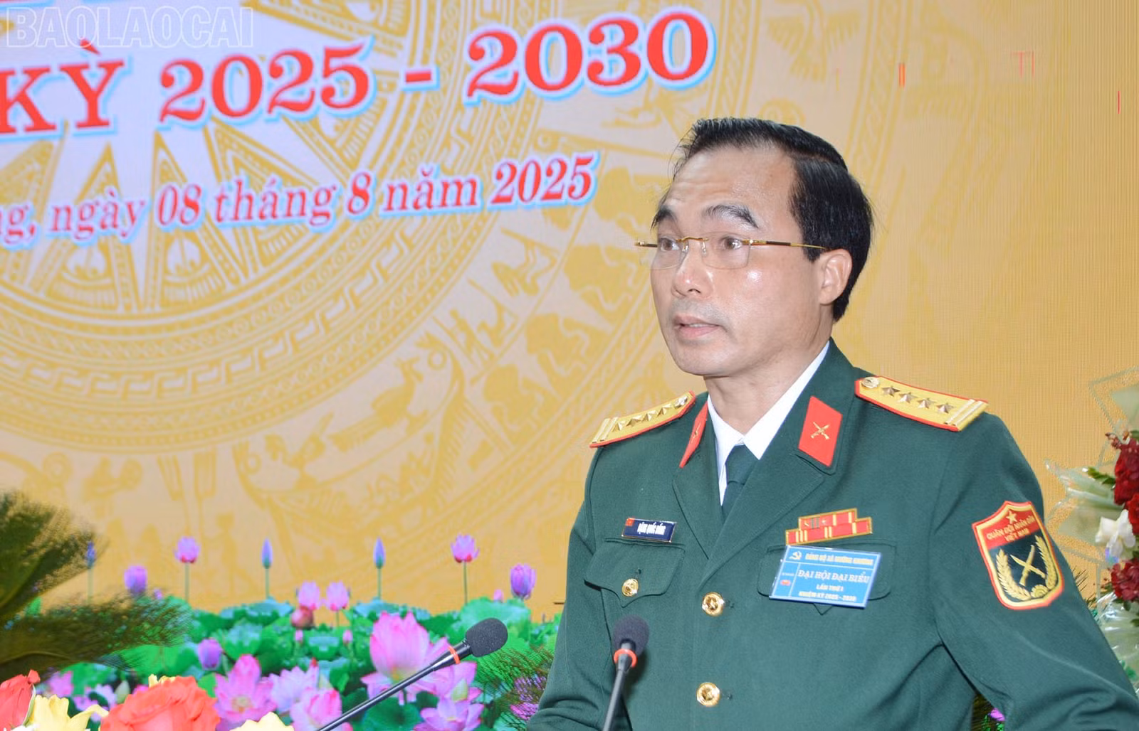 Đại tá Đặng Quốc Đồng, Ủy viên Ban Thường vụ Tỉnh ủy, Chỉ huy trưởng Bộ Chỉ huy quân sự tỉnh phát biểu chỉ đạo đại hội.