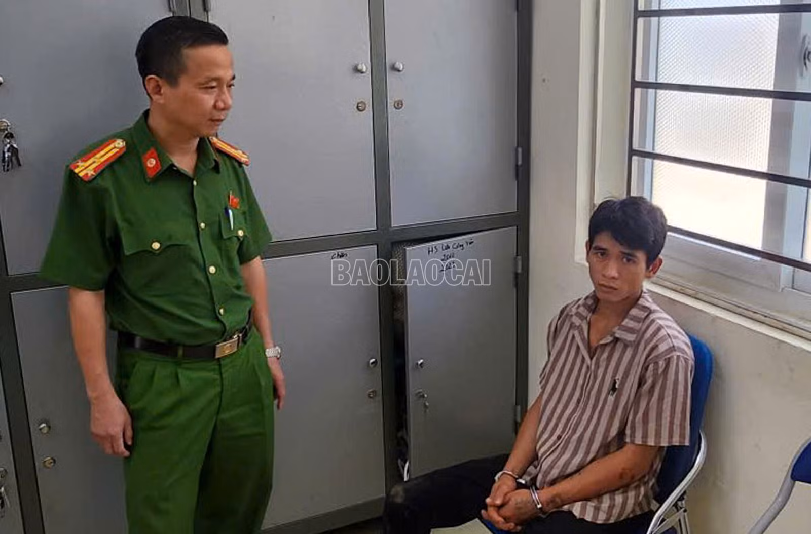 Đối tượng Lê Văn Nam tại cơ quan điều tra.