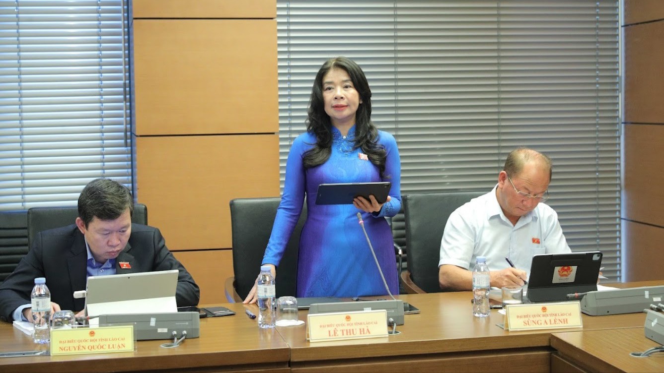 Đại biểu Lê Thu Hà - Phó Chủ nhiệm Văn phòng Quốc hội tham gia thảo luận tại tổ ngày 31/10. dbqh-le-thu-ha-lao-cai-759.jpg