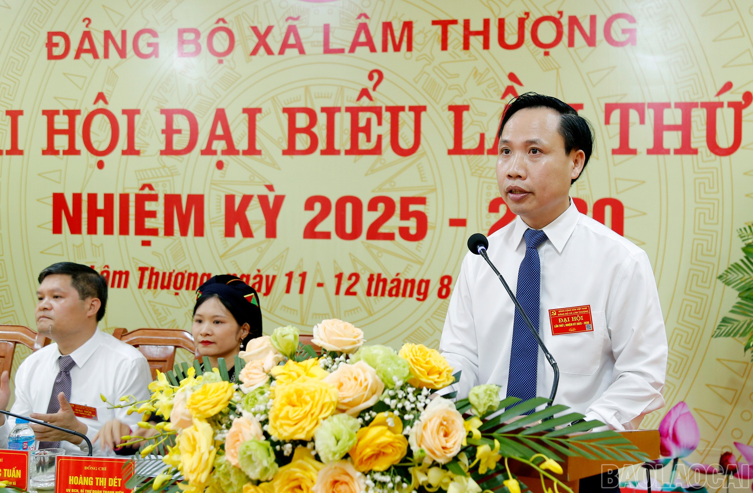 Đồng chí Phạm Trung Kiên - Bí thư Đảng ủy xã Lâm Thượng Báo cáo Chính trị trình Đại hội. baolaocai-br_mg-6224.jpg