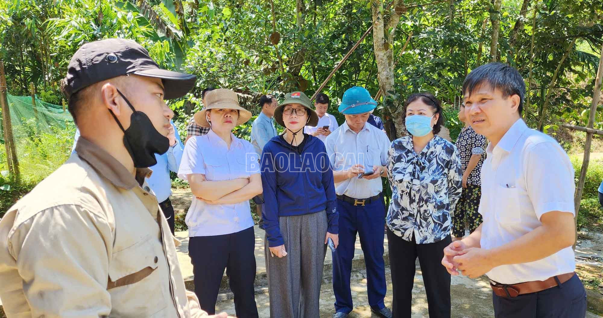 Đoàn công tác kiểm tra công tác phòng, chống dịch tại hộ chăn nuôi xã Lương Thịnh. baolaocai-c_3.jpg