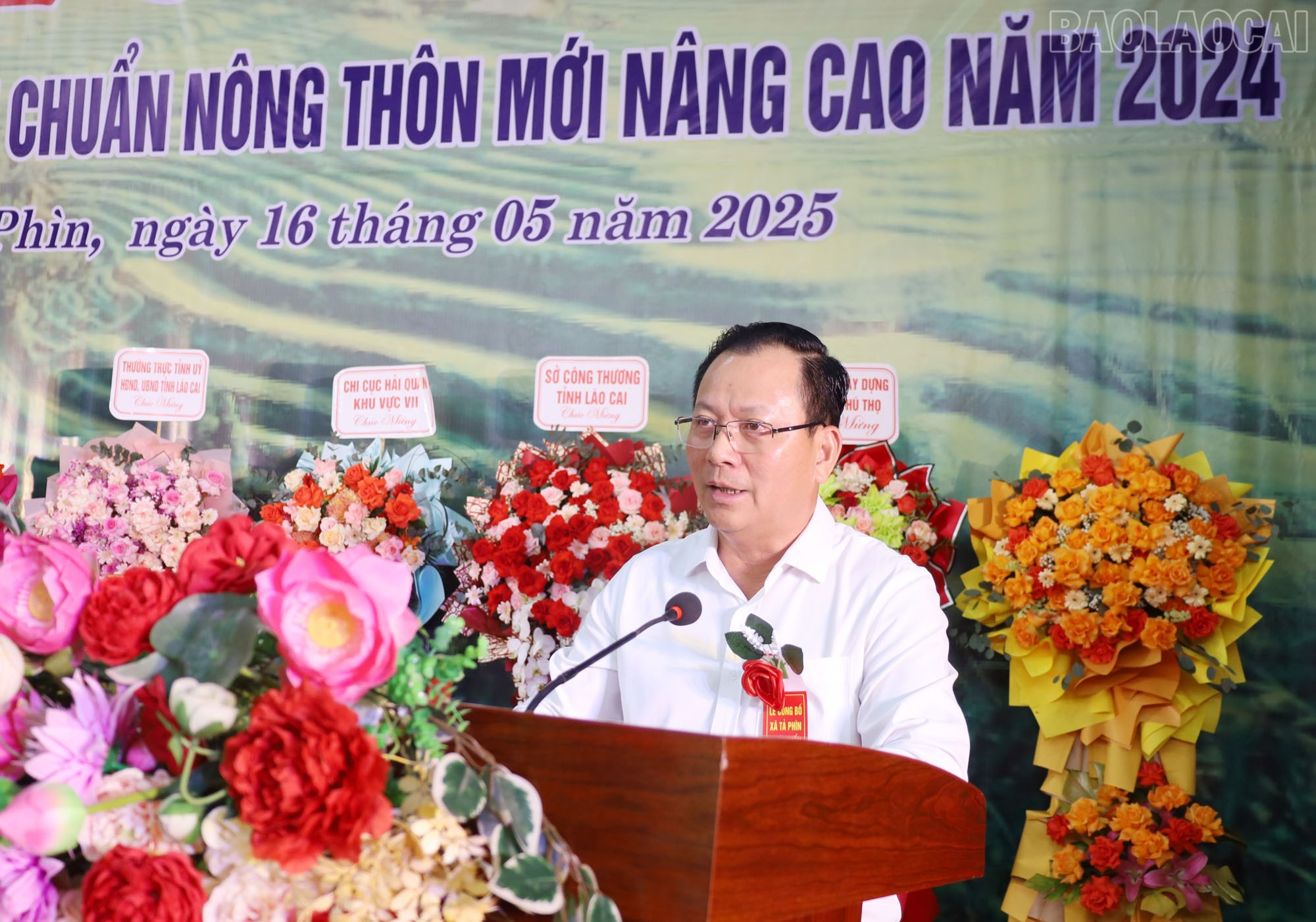 Đồng chí Hoàng Quốc Khánh, Phó chủ tịch Thường trực UBND tỉnh phát biểu tại buổi lễ. baolaocai-tr_a3.jpg