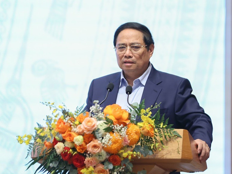 Thủ tướng Phạm Minh Chính phát biểu tại hội nghị. (ảnh báo Điện tử Chính phủ). hn1.jpg