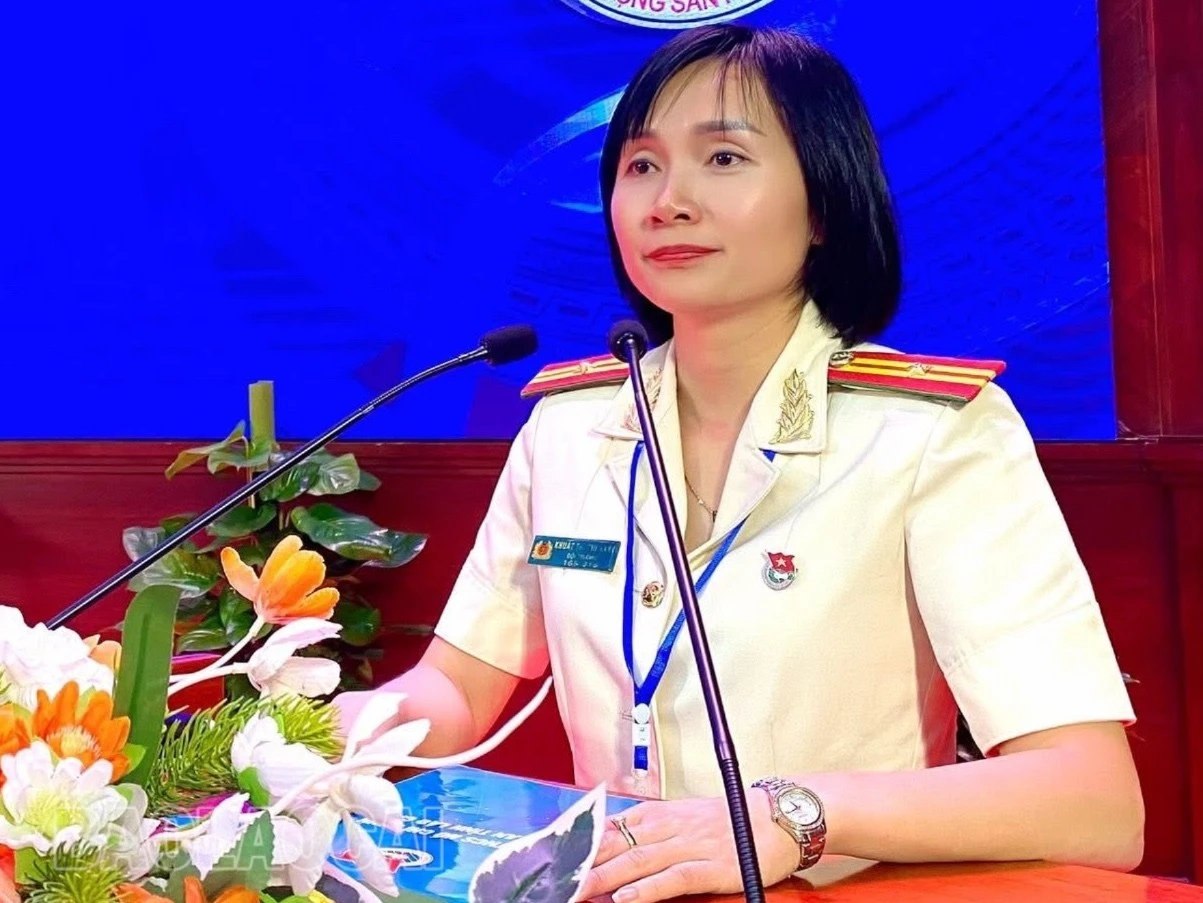 Đại diện Ban Thanh niên Công an tỉnh phát biểu tại đại hội.