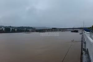 Nước sông Hồng đã tràn bờ kè