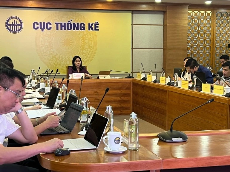 Bà Nguyễn Thị Hương, Cục trưởng Cục Thống kê, Bộ Tài chính phát biểu tại Hội nghị.