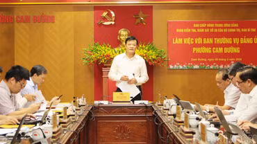 Đoàn kiểm tra, giám sát của Bộ Chính trị, Ban Bí thư làm việc với Ban Thường vụ Đảng ủy phường Cam Đường