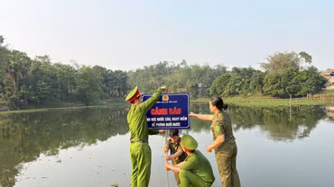 Công an xã Võ Lao tuyên truyền phòng ngừa đuối nước cho trẻ em