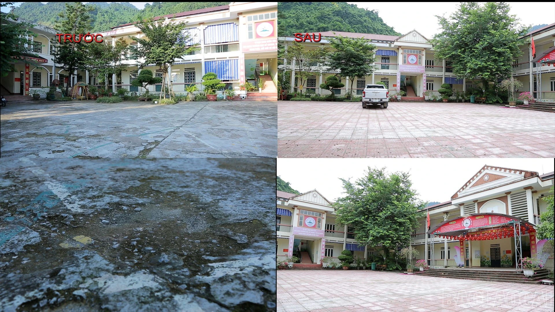 Công trình sân trường an toàn tại Trường PTDT Bán trú Tiểu học số 1 xã Phong Hải, tỉnh Lào Cai.