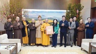 Ban Trị sự Giáo hội Phật giáo Việt Nam tỉnh Lào Cai chúc tết Tỉnh ủy, HĐND, UBND, Ủy ban MTTQ Việt Nam tỉnh