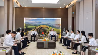 Đoàn đại biểu Ngoại vụ Chính quyền Nhân dân châu Hồng Hà chào xã giao lãnh đạo UBND tỉnh Lào Cai