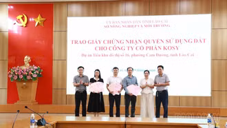 Lào Cai cấp sổ đỏ cho dự án đô thị do KOSY đầu tư