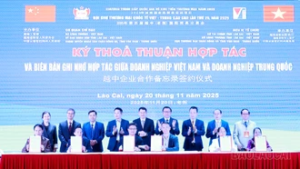 16 cặp thỏa thuận hợp tác được ký tại Hội nghị giới thiệu cơ chế, chính sách xuất nhập khẩu kết hợp giao thương doanh nghiệp Việt - Trung