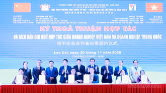 16 cặp thỏa thuận hợp tác được ký tại Hội nghị giới thiệu cơ chế, chính sách xuất nhập khẩu kết hợp giao thương doanh nghiệp Việt - Trung