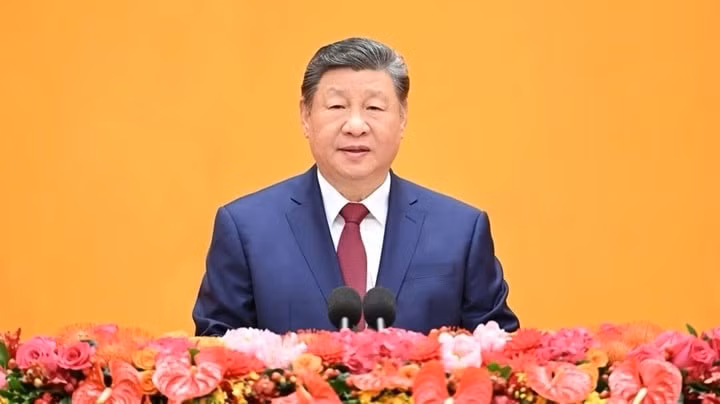 Chủ tịch Tập Cận Bình tại Đại lễ đường Nhân dân ở Bắc Kinh ngày 14-2. Ảnh: Xinhua