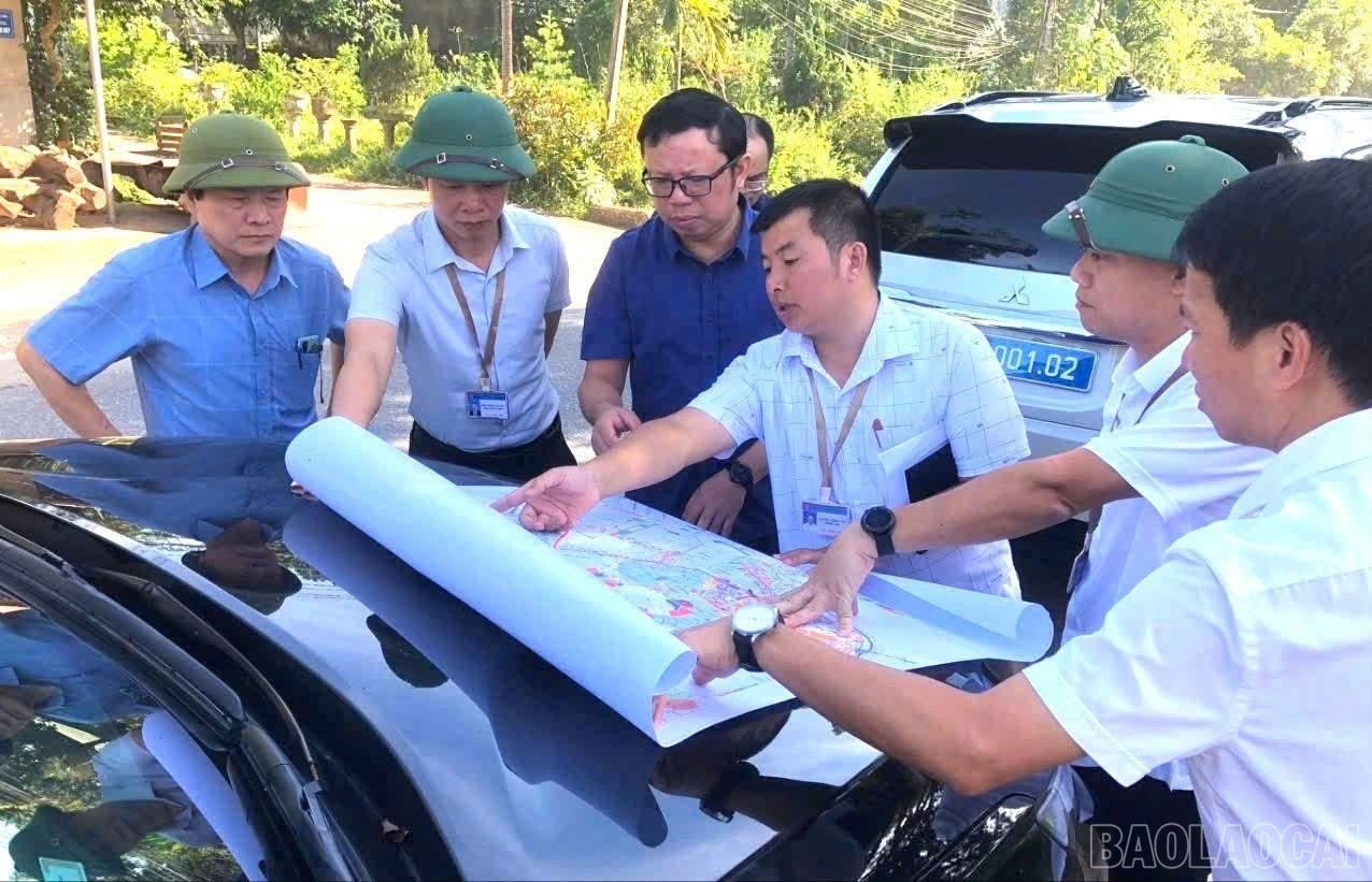 Ledere fra Departementet for industri og handel inspiserte fremdriften med opprydding av områder ved Phu Thinh 1, 2 og 3 industriklynger i Van Phu-distriktet. baolaocai-br_z7195419309526-d4122967a558653b38920c5a33c927cf.jpg