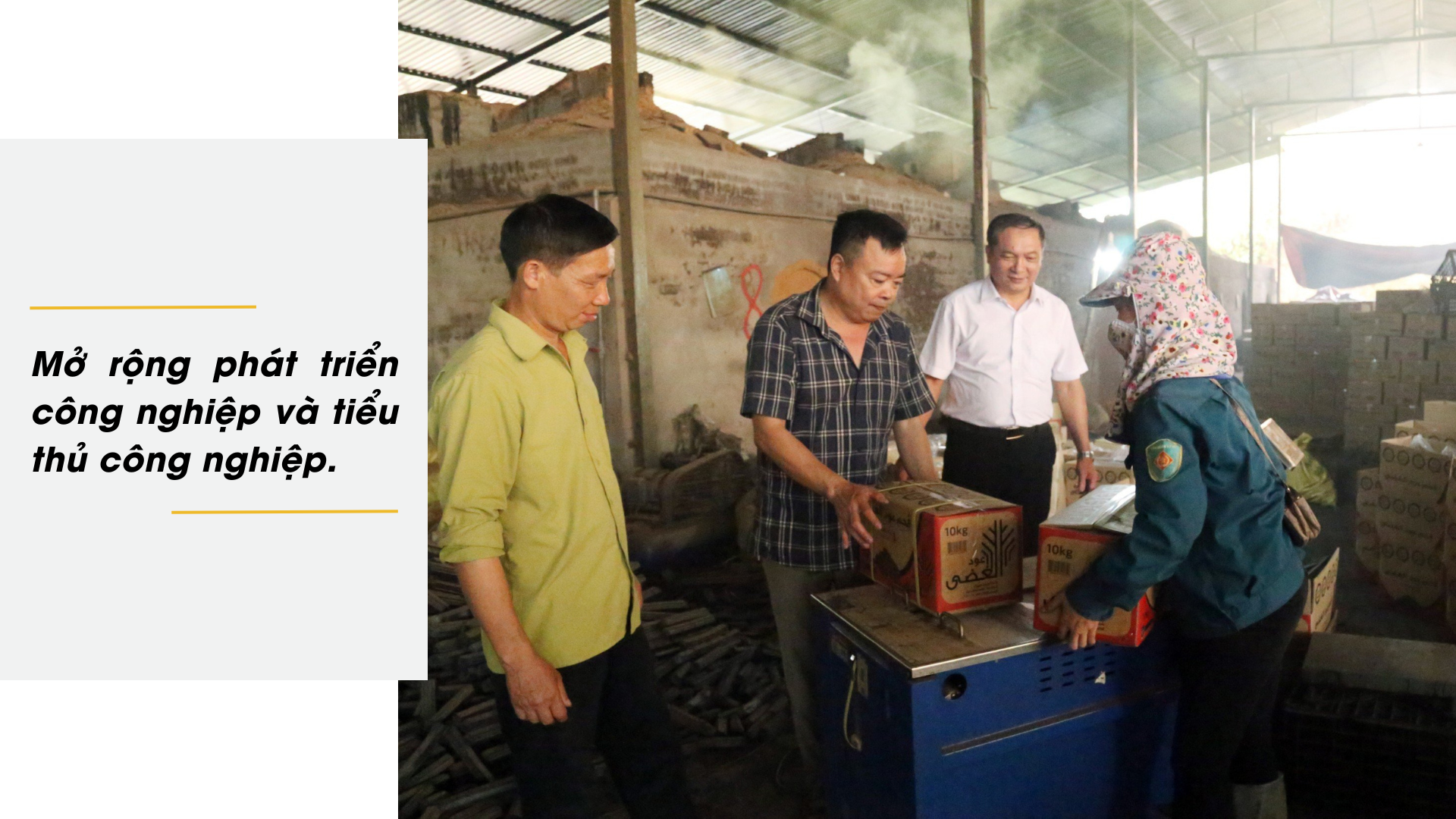 Nhà máy chế biến tinh dầu quế và than viên nén tại xã Nậm Dạng. bv123456.png