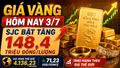 Giá vàng hôm nay 3/7: SJC, BTMC, PNJ, DOJI tăng theo giá vàng thế giới