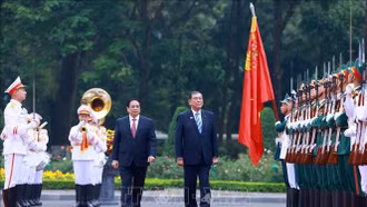 Thủ tướng Phạm Minh Chính chủ trì Lễ đón Thủ tướng Nhật Bản và Phu nhân thăm chính thức Việt Nam