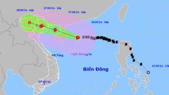 Thời tiết ngày 6/9: Bão số 3 (bão Yagi) mạnh cấp 16, di chuyển theo hướng Tây