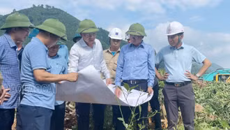 Bí thư Tỉnh ủy Đặng Xuân Phong kiểm tra tiến độ thi công khu tái định cư Kho Vàng