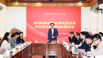 Ban Tuyên giáo và Dân vận Tỉnh ủy làm việc với Báo và Phát thanh, truyền hình tỉnh Lào Cai