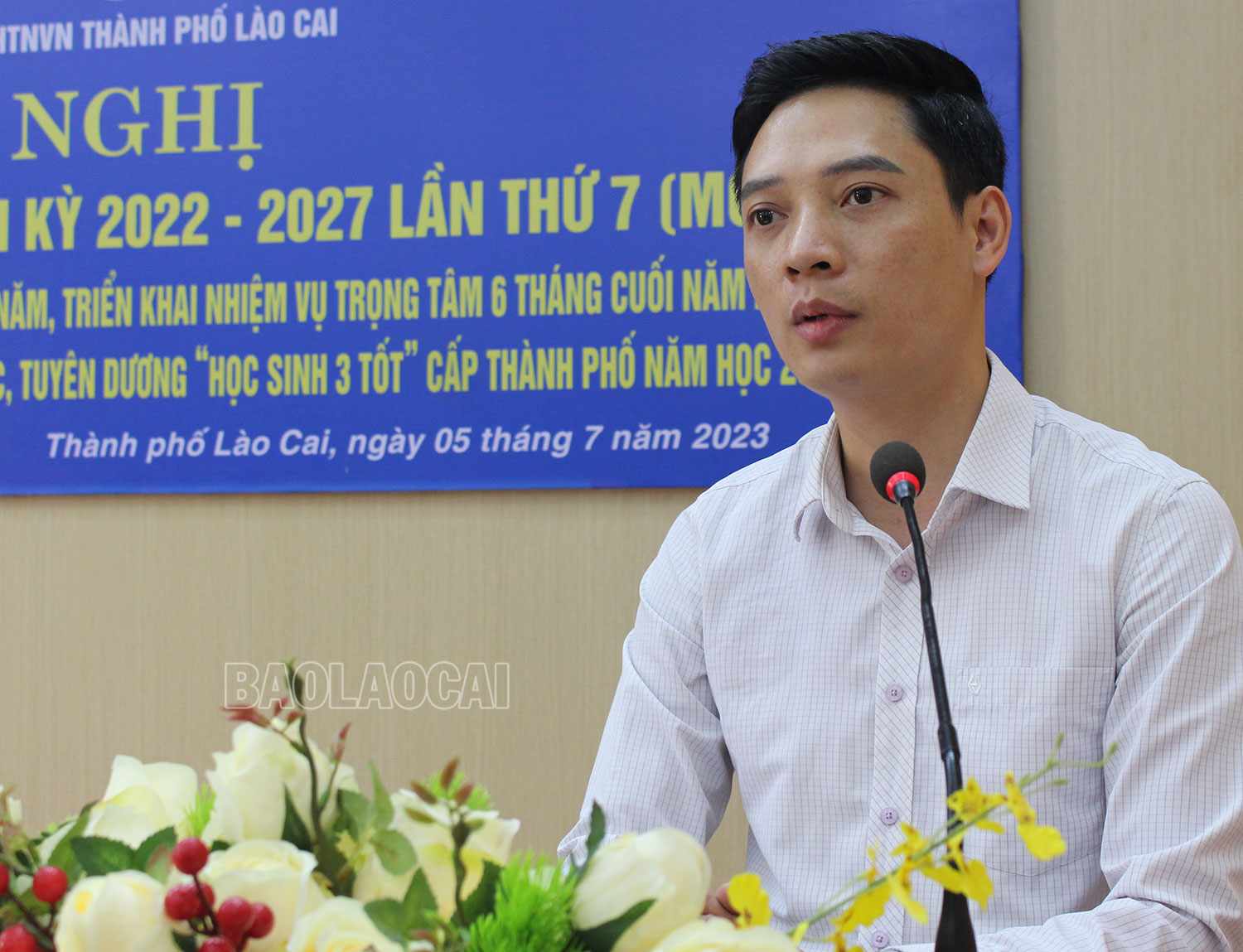 Phó Bí thư Tỉnh đoàn Nguyễn Ngọc Linh phát biểu tại hội nghị. IMG_1030.jpg
