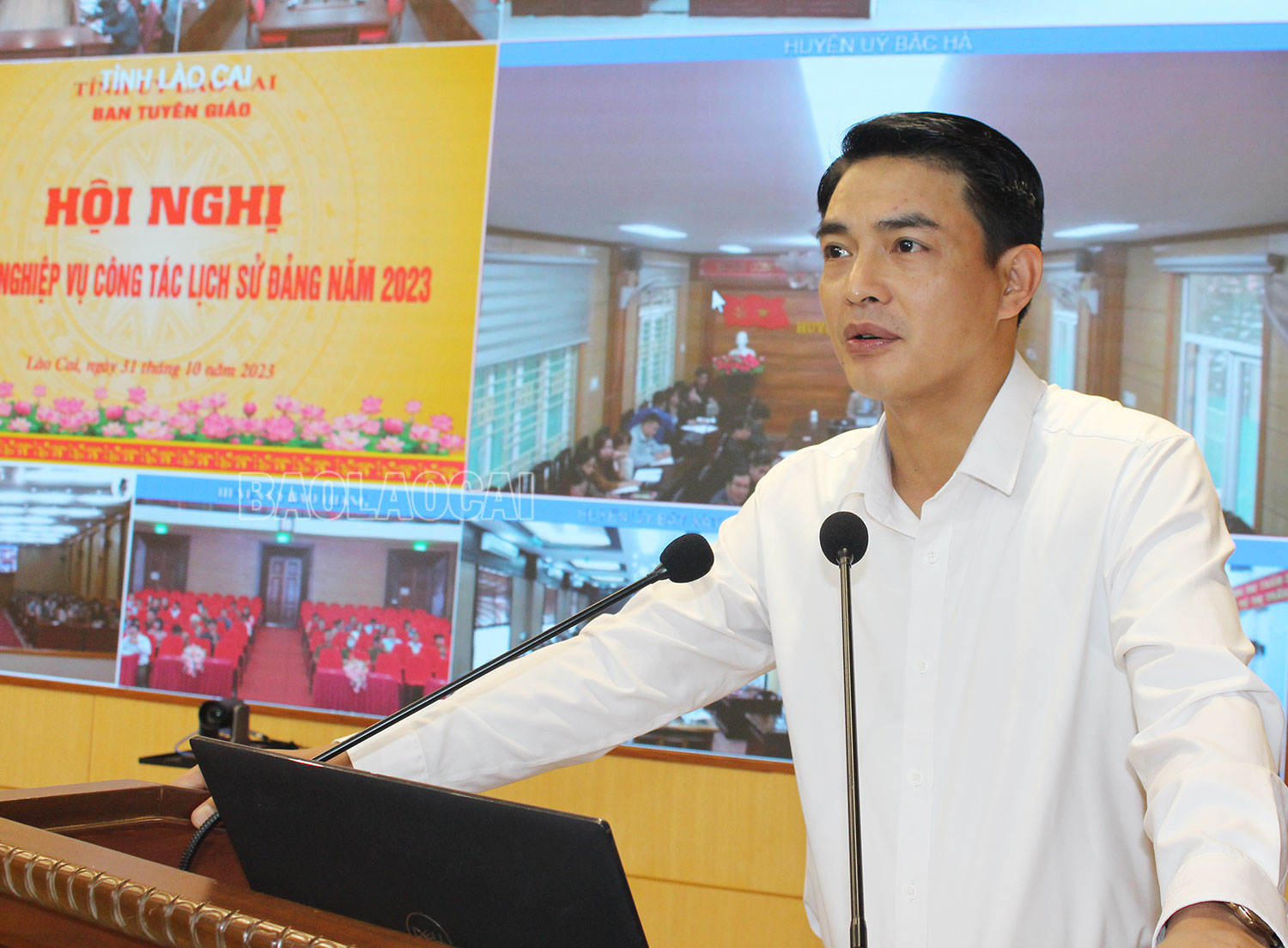 Đồng chí Nguyễn Thành Nam, Phó Trưởng Ban Tuyên giáo Tỉnh ủy phát biểu khai mạc tập huấn. IMG_1719.jpg