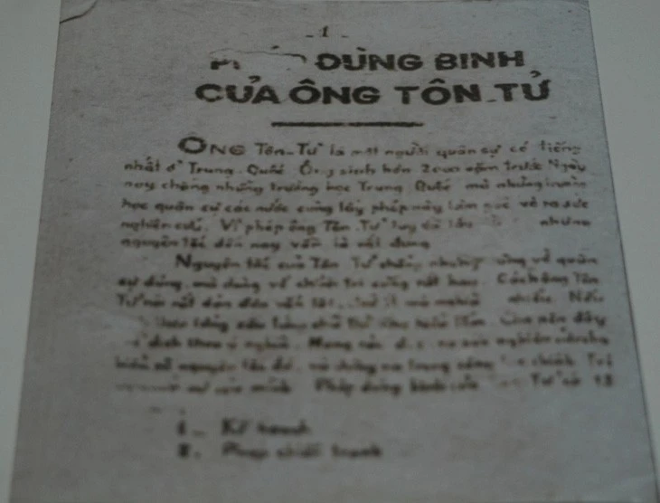 Hình ảnh cuốn sách Thuật dùng binh của ông Tôn Tử do Bác Hồ biên dịch.