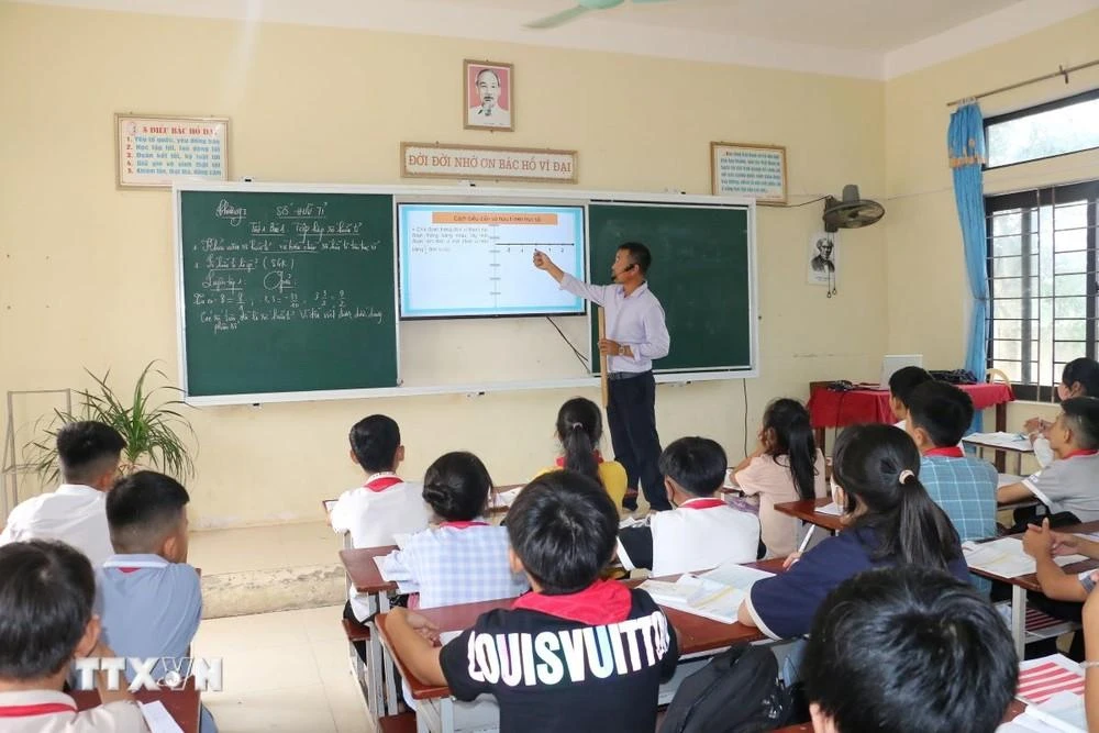 Một tiết học tại Trường THCS Nghi Phương, huyện Nghi Lộc (Nghệ An).