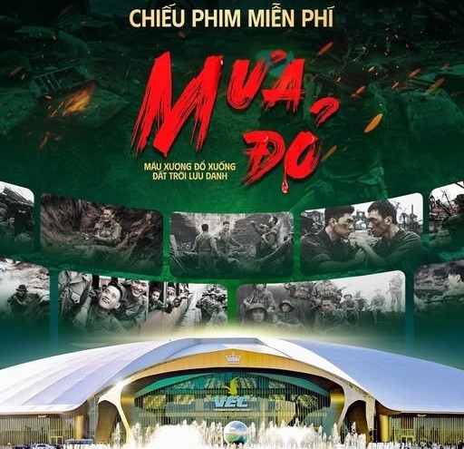 Phim "Mưa đỏ" có 3 suất chiếu miễn phí mỗi ngày tại Hội chợ Mùa Thu 2025. Phim "Mưa đỏ" có 3 suất chiếu miễn phí mỗi ngày tại Hội chợ Mùa Thu 2025.