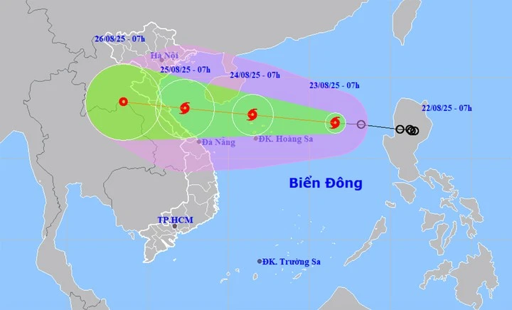 Dự báo đường đi, khu vực ảnh hưởng của bão số 5.