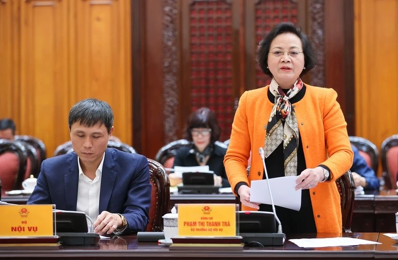 Bộ trưởng Bộ Nội vụ Phạm Thị Thanh Trà phát biểu.