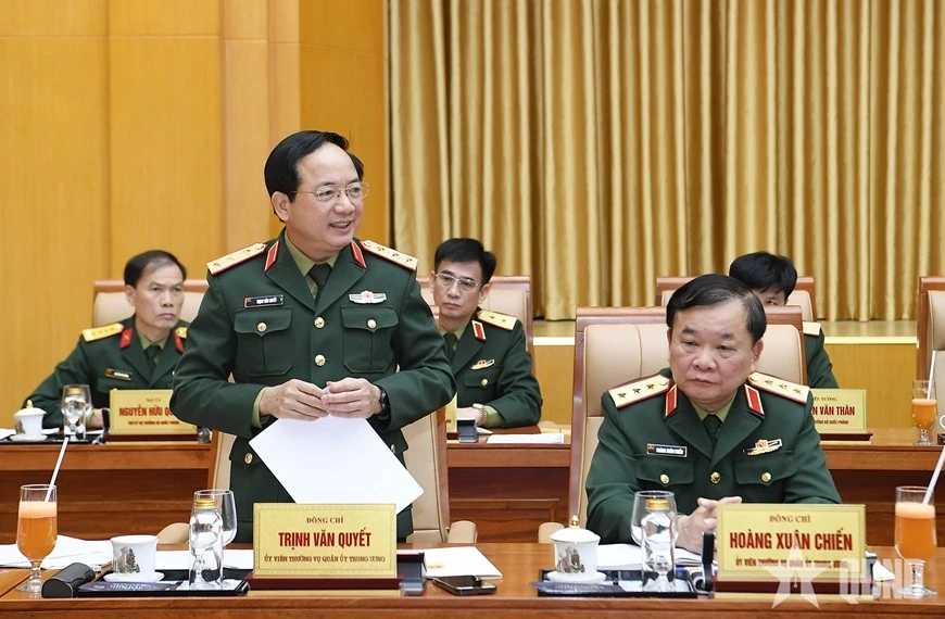 Thượng tướng Trịnh Văn Quyết phát biểu tại hội nghị.