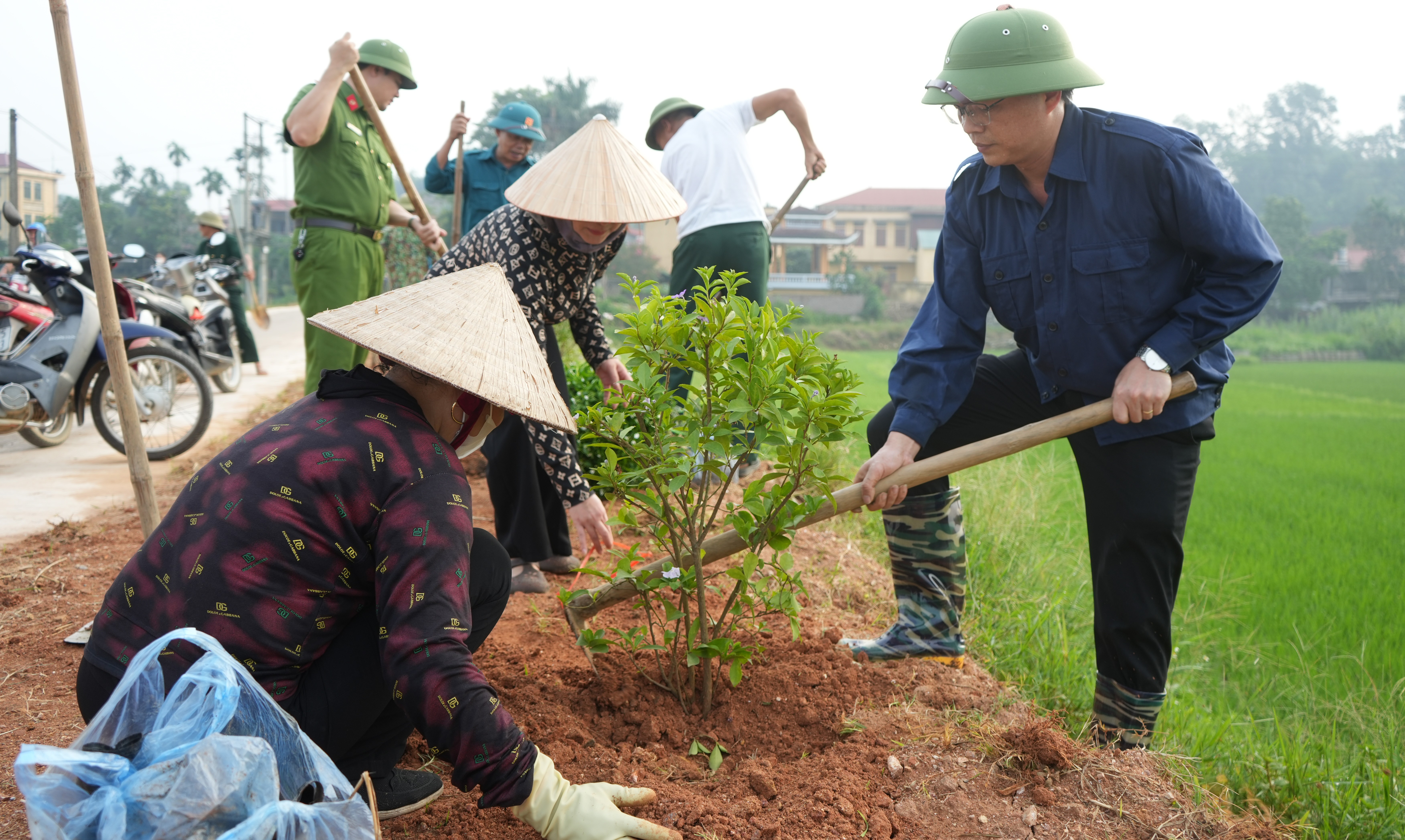 Người dân Trấn Yên tham gia trồng hoa tạo cảnh quan. dsc07412.jpg