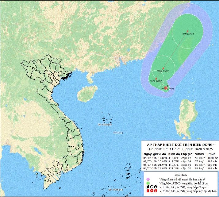 Hướng di chuyển của áp thấp nhiệt đới cập nhật 11h sáng 4/7. ap-thap-nhiet-doi-4-7-moi-60061.jpg