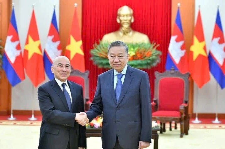 Tổng Bí thư Tô Lâm hội kiến với Quốc vương Campuchia Norodom Sihamoni.
