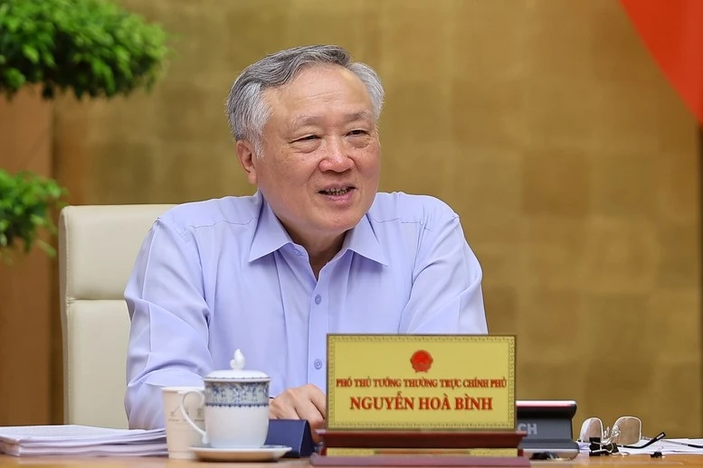 Phó Thủ tướng Thường trực Nguyễn Hòa Bình phát biểu.