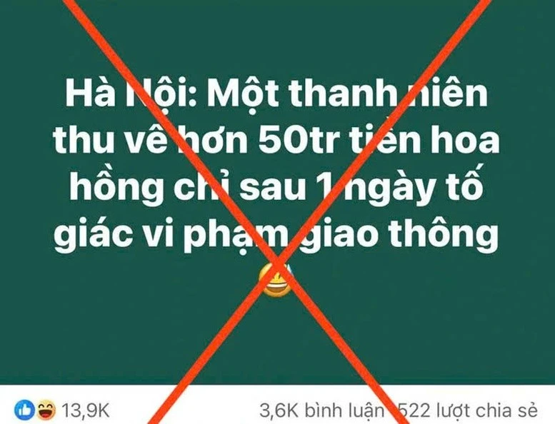 Thông tin sai sự thật được đăng tải trên mạng xã hội.