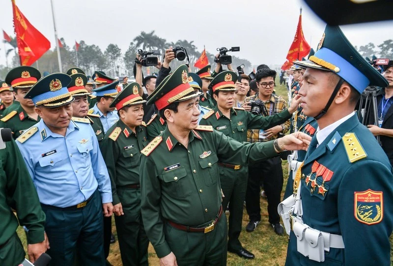 Đại tướng Phan Văn Giang chủ trì kiểm tra hợp luyện diễu binh, diễu hành trong Lễ kỷ niệm 50 năm Ngày Giải phóng miền nam, thống nhất đất nước (30/4/1975-30/4/2025) tại Trung tâm Huấn luyện quân sự quốc gia 4.
