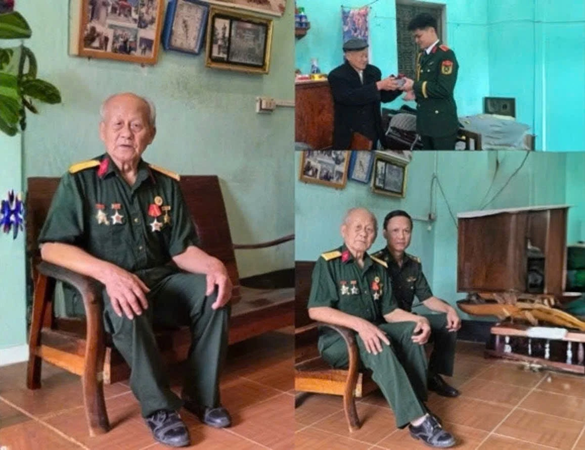 Cựu chiến binh Nguyễn Văn Cường và các thế hệ trong màu áo lính.