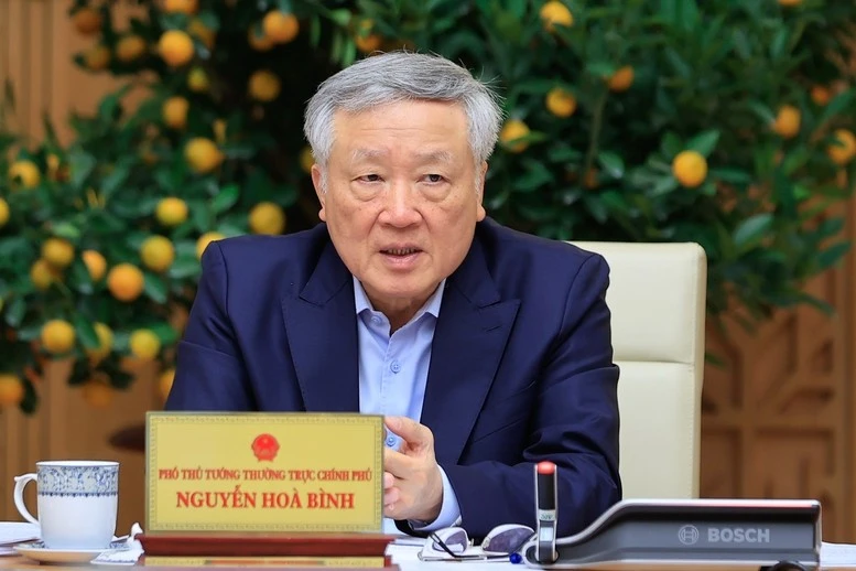 Phó Thủ tướng Thường trực Chính phủ Nguyễn Hòa Bình phát biểu.