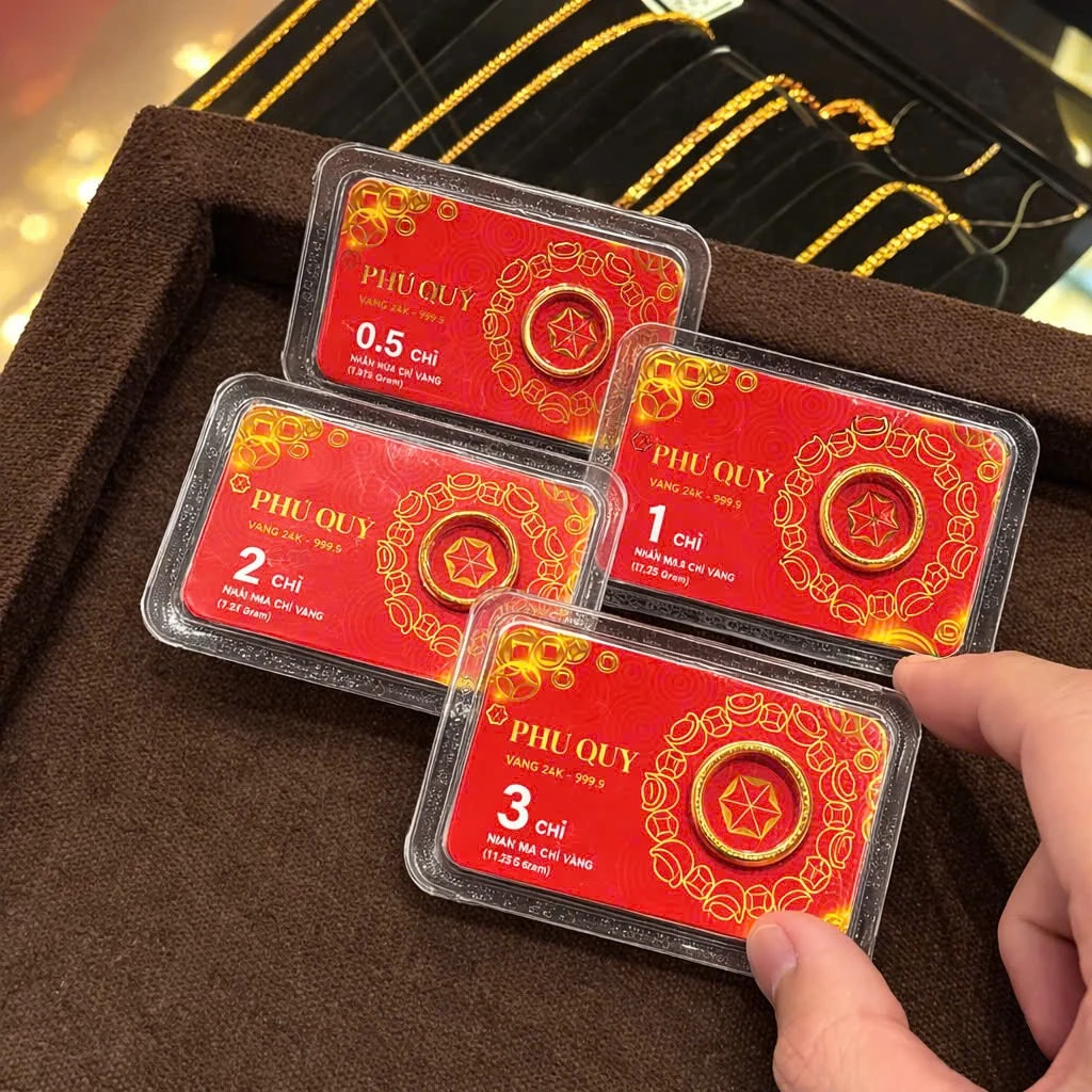 Vàng nhẫn thương hiệu Phú Quý.