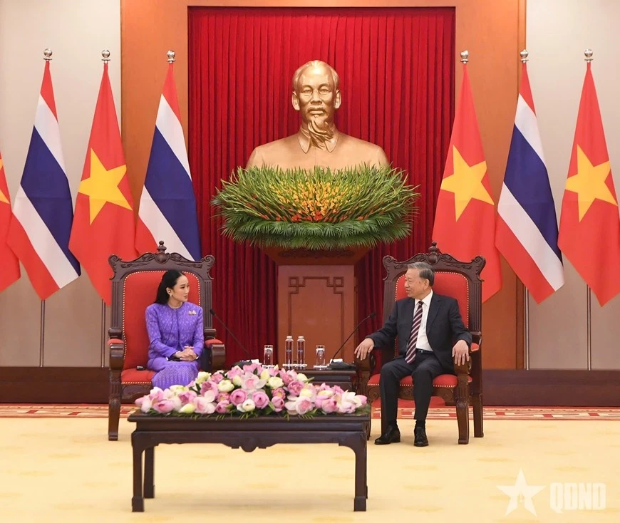 Tổng Bí thư Tô Lâm tiếp Thủ tướng Thái Lan Paetongtarn Shinawatra.